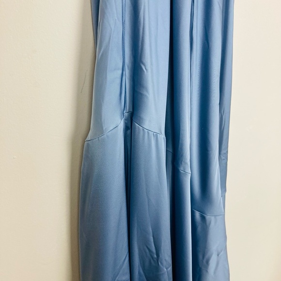 Birdy Grey pale slightly dusty blue colored cowl neck slip dress tie back. XXL - Picture 2 of 6